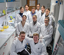 Masterstudierende im Laborpraktikum „Immunologische Methoden I“ 